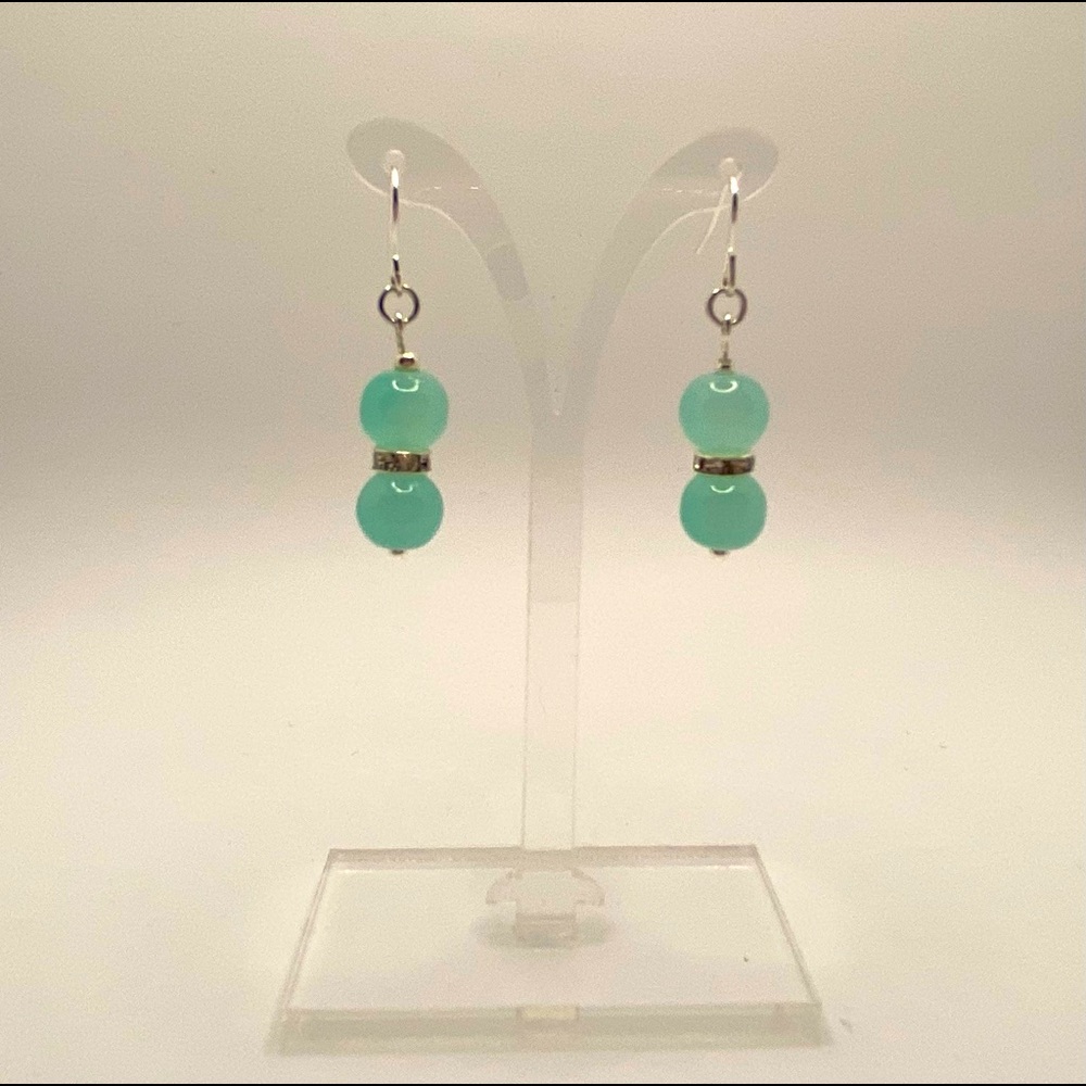 Teal and Rhinestone Earrings